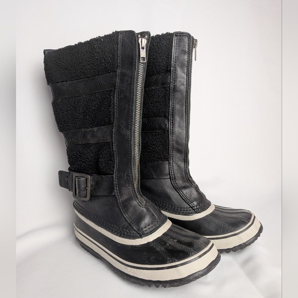 SOREL HELEN OF TUNDRA ll Winter Women Boots Size 6 Black Color Front Zipper